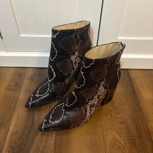 Vince Camuto Python Print Pointed Toe Ankle Boots Size 10